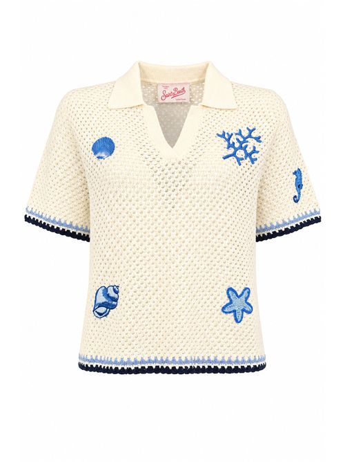 Polo Pixie in crochet con ricami marini Mc2 Saint Barth | PIX000100256L
